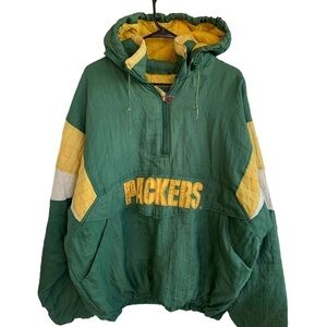 Vintage Green Bay Packers Jacket Adult XL Mens 90s Coat 1/2 Zip Pullover Starter